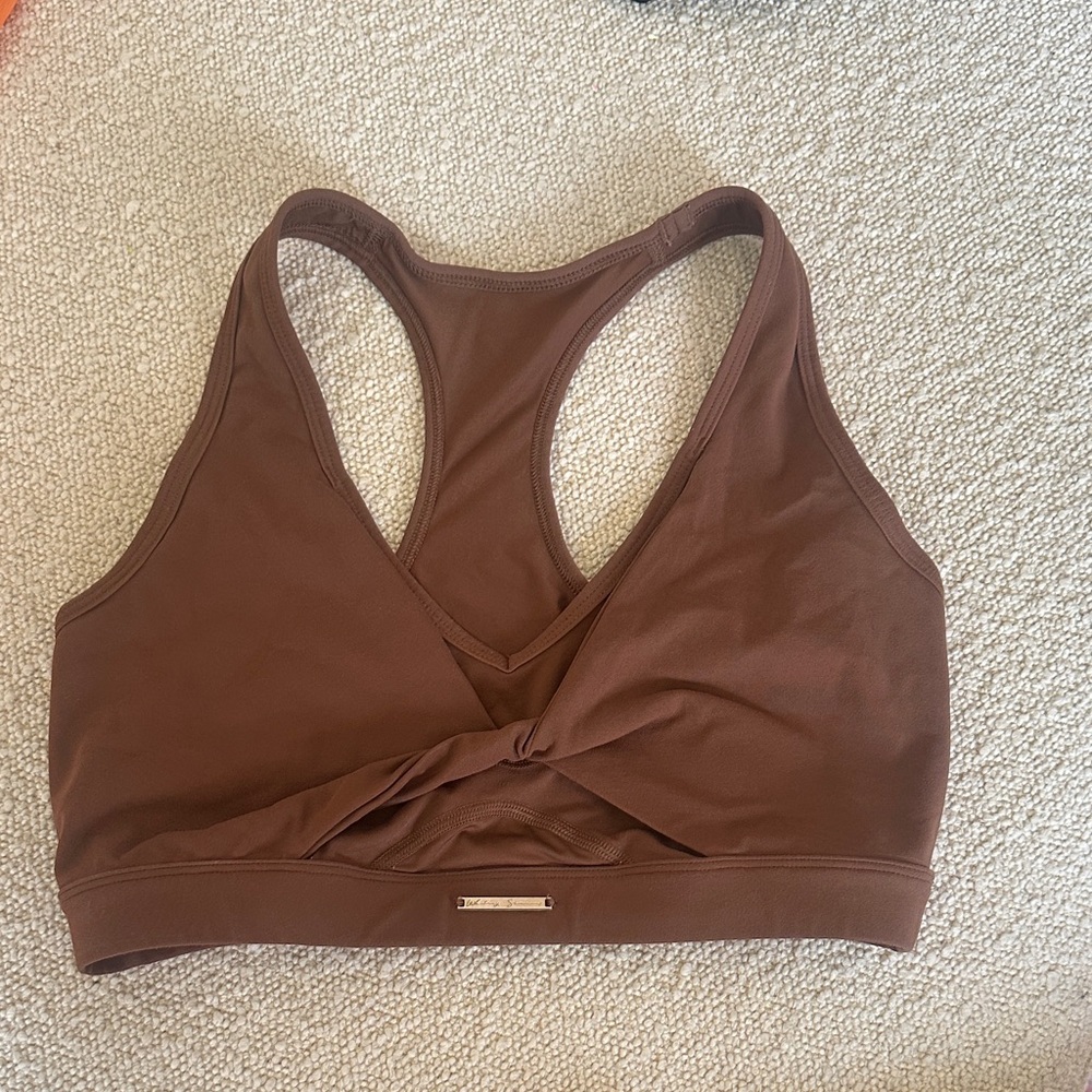 Gymshark X Whitney Simmons Brown Twist-Front Racerback Sports Bra